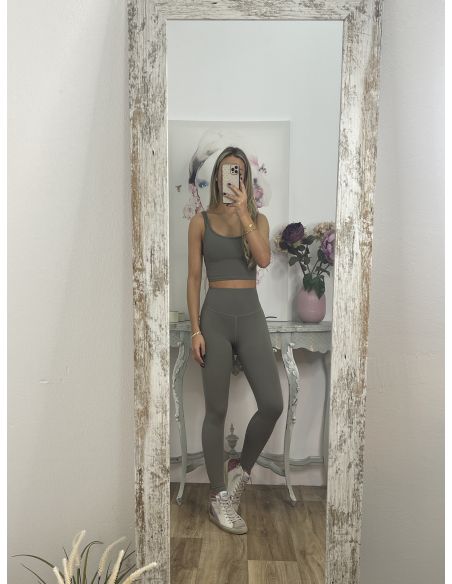 Leggins verde tiro alto liso