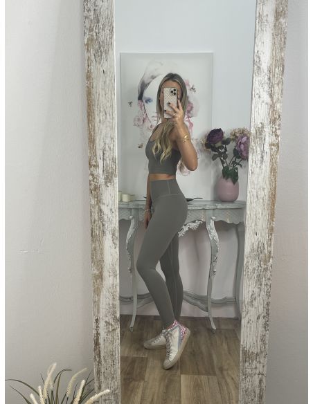 Leggins verde tiro alto liso