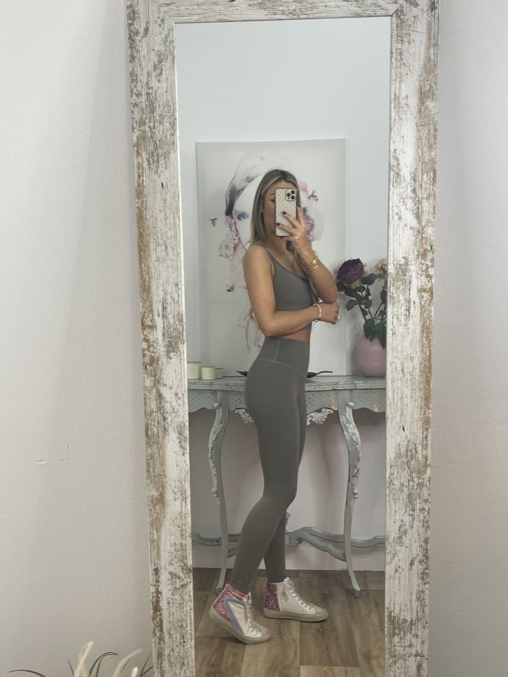 Leggins verde tiro alto liso