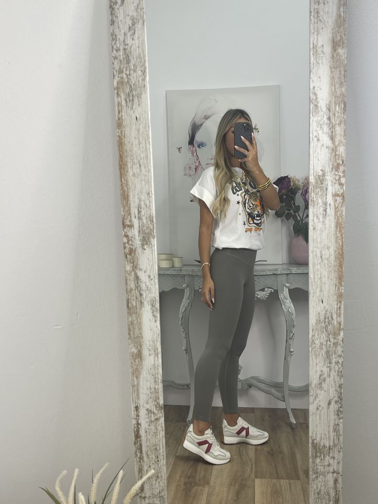 Leggins verde tiro alto liso