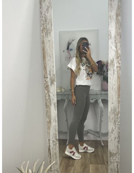 Leggins verde tiro alto liso