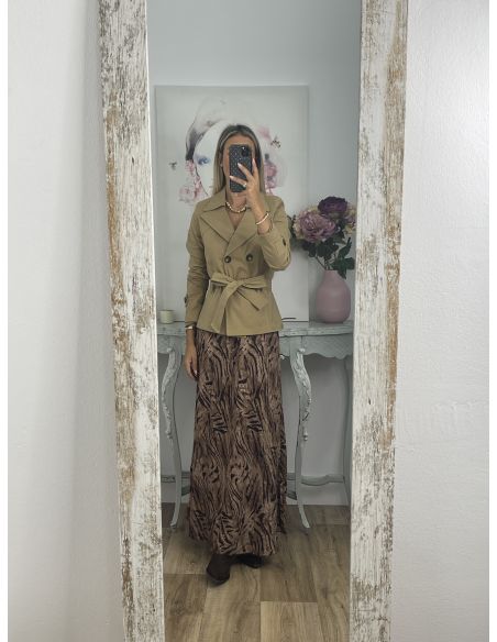 Gabardina corta montada camel
