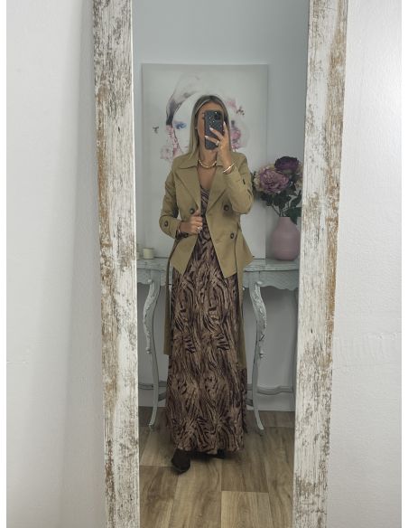 Gabardina corta montada camel