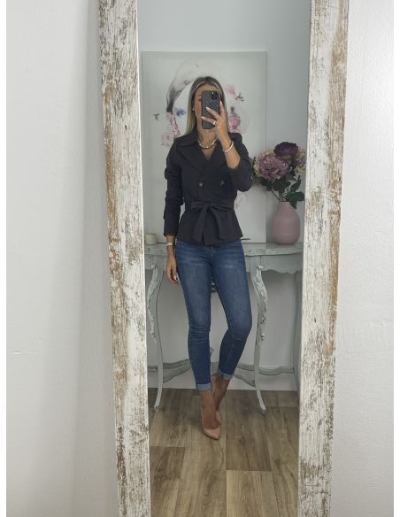 Gabardina corta montada chocolate