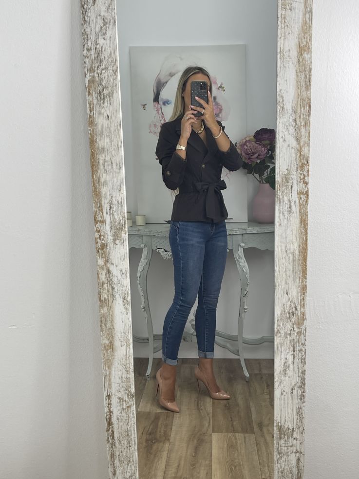 Gabardina corta montada chocolate