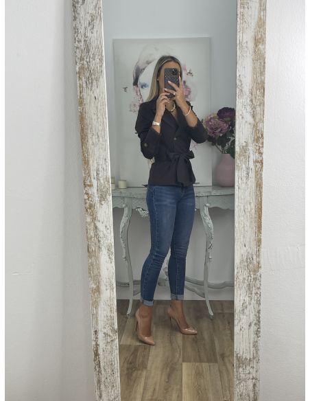 Gabardina corta montada chocolate