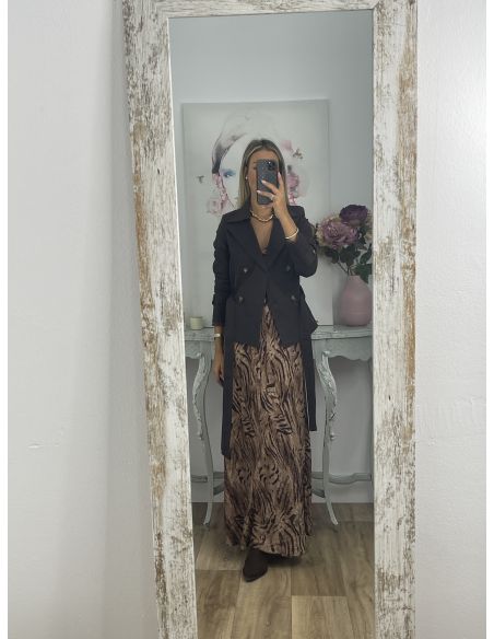 Gabardina corta montada chocolate