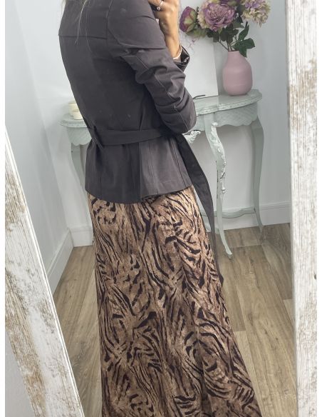 Gabardina corta montada chocolate