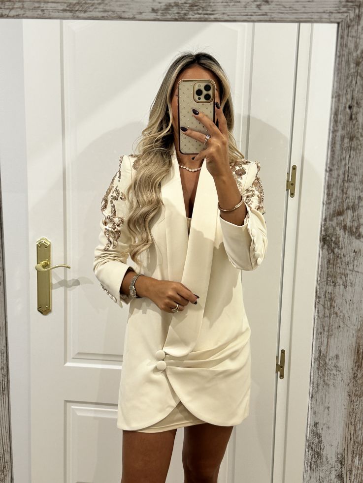 Chaqueta Paris beige lentejuelas