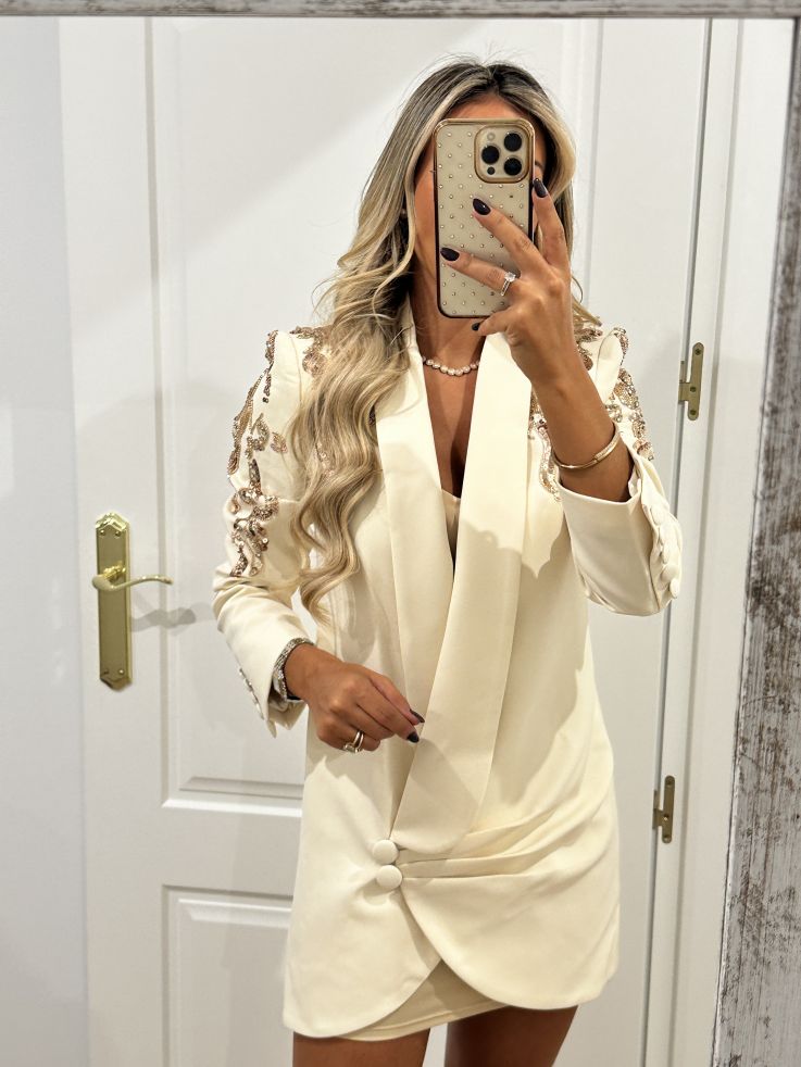 Chaqueta Paris beige lentejuelas