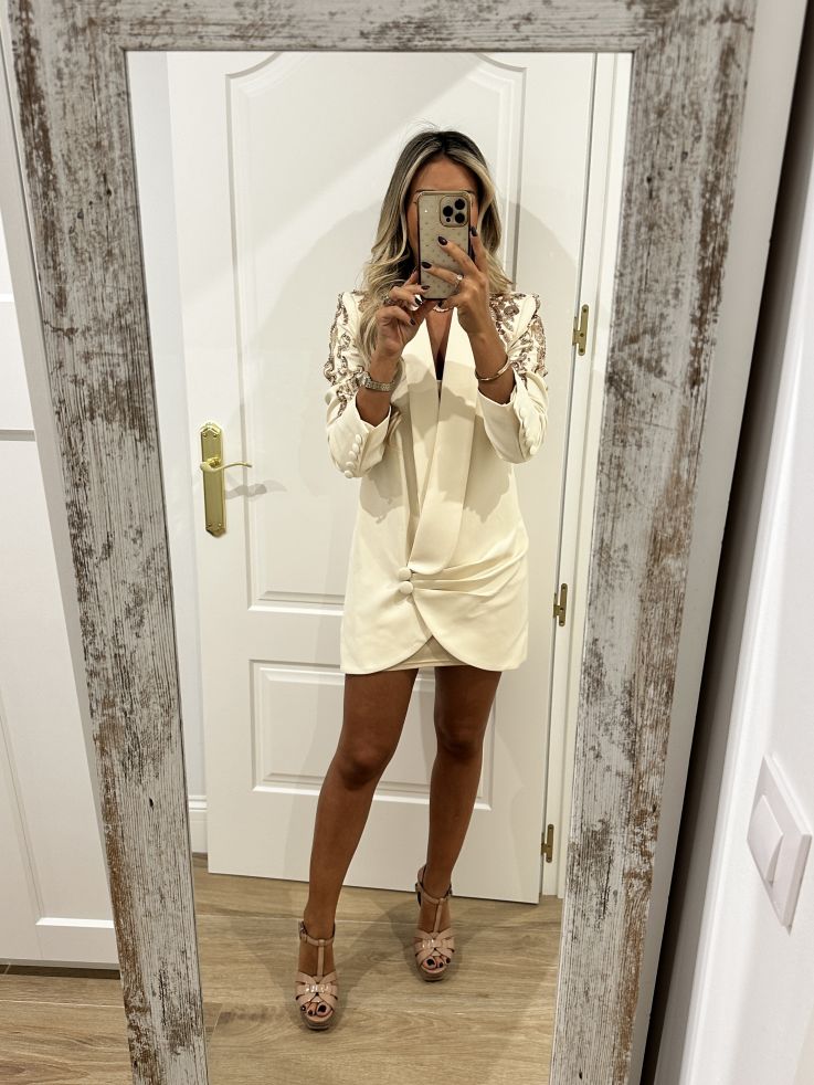 Chaqueta Paris beige lentejuelas