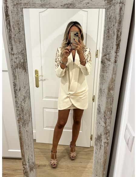 Chaqueta Paris beige lentejuelas