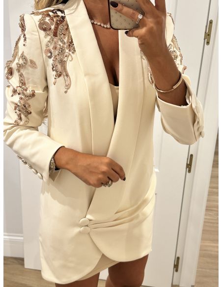 Chaqueta Paris beige lentejuelas