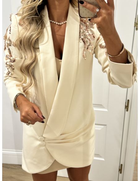 Chaqueta Paris beige lentejuelas