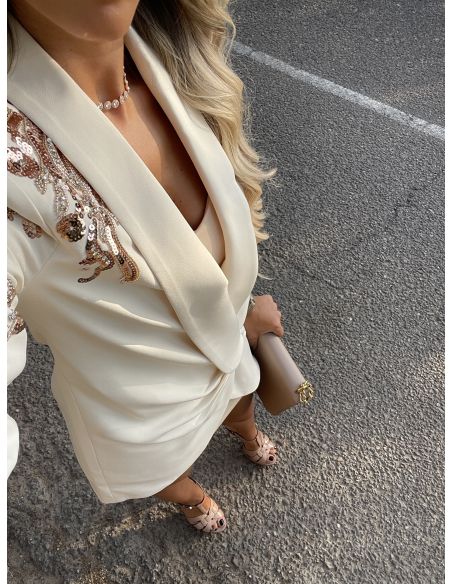 Chaqueta Paris beige lentejuelas