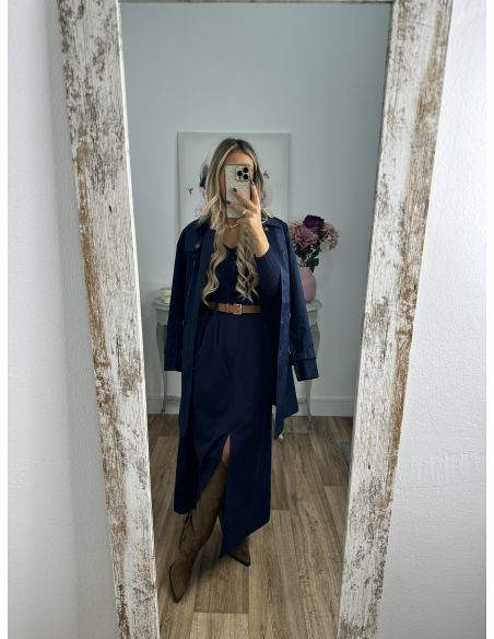 Falda Bianca azul marino con cinturón