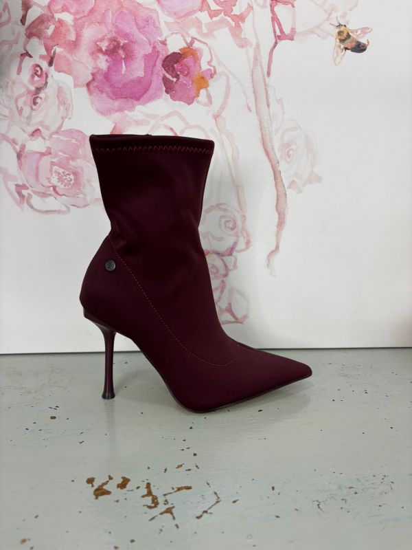 Botín de calcetín burdeos
