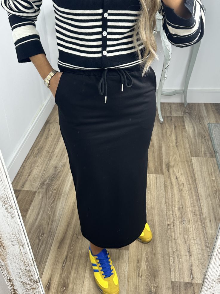 Falda algodón negra