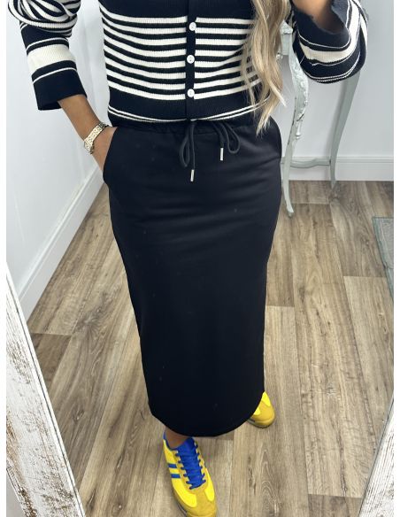 Falda algodón negra