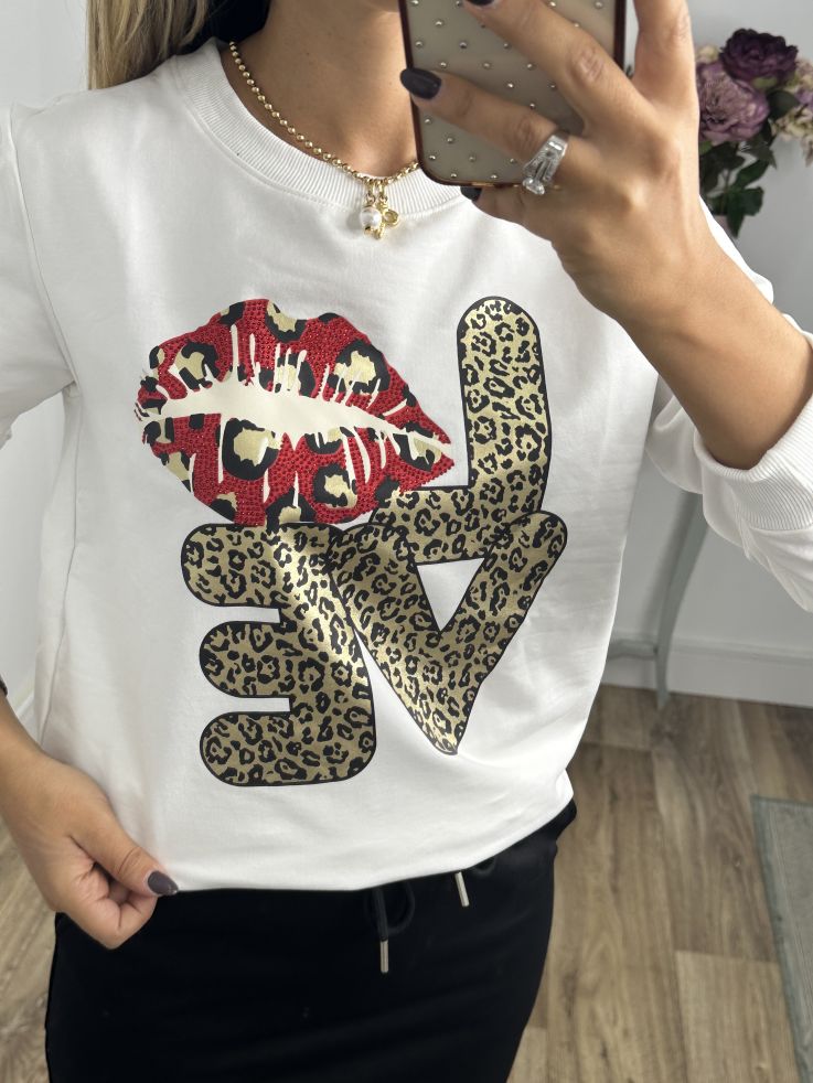 Sudadera Beso Love blanca