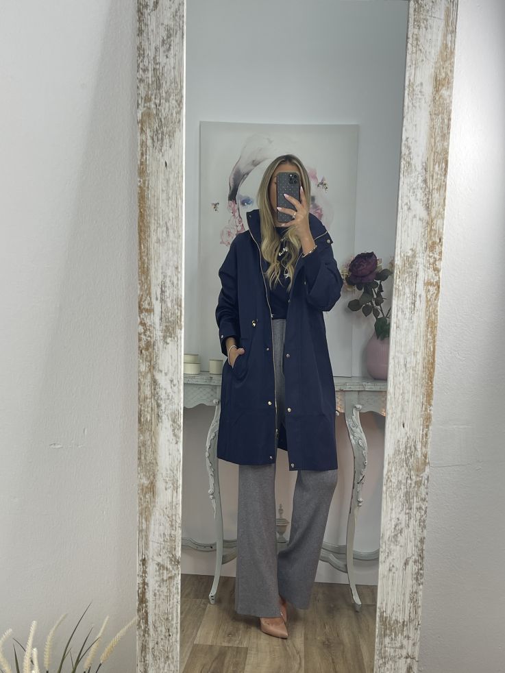 Chaqueta tipo Parka liso azul marino