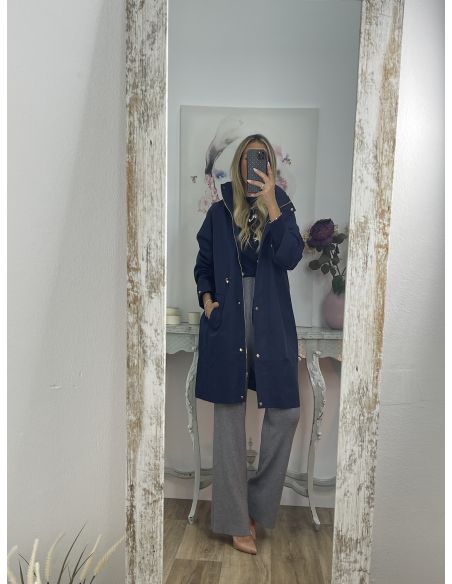 Chaqueta tipo Parka liso azul marino