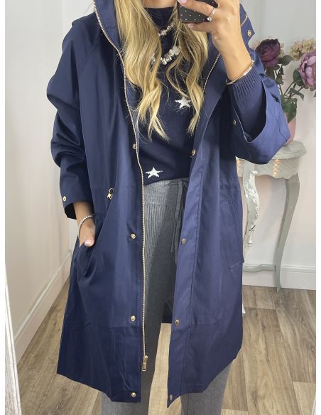 Chaqueta tipo Parka liso azul marino