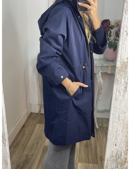 Chaqueta tipo Parka liso azul marino