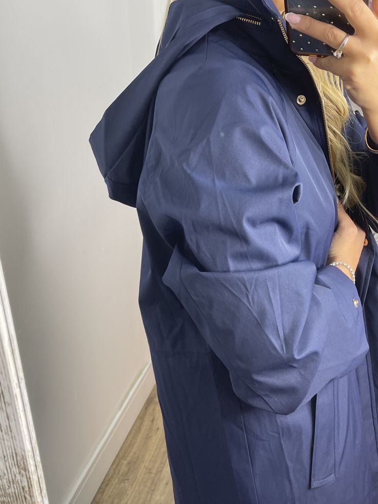 Chaqueta tipo Parka liso azul marino