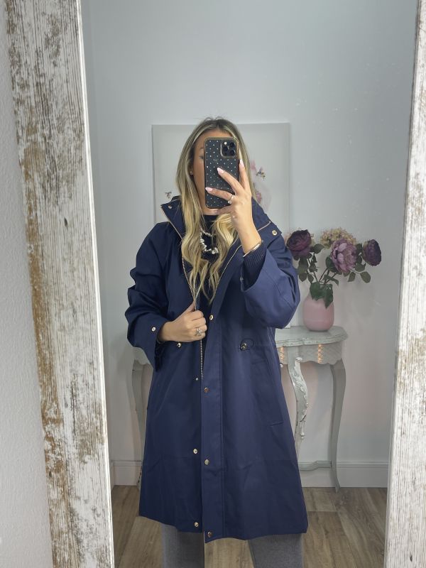 Chaqueta tipo Parka liso azul marino