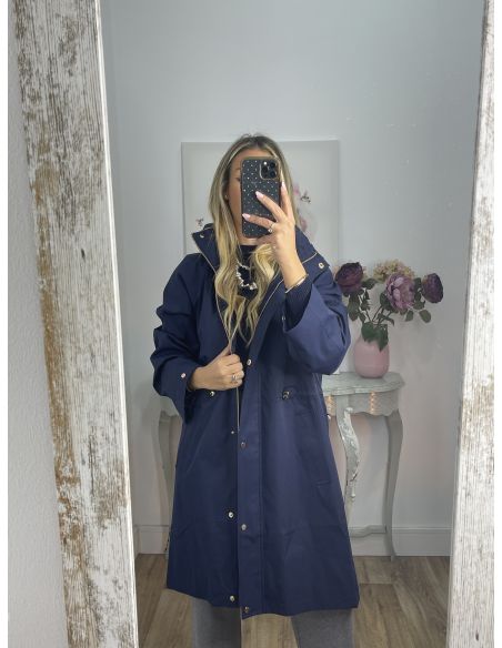 Chaqueta tipo Parka liso azul marino