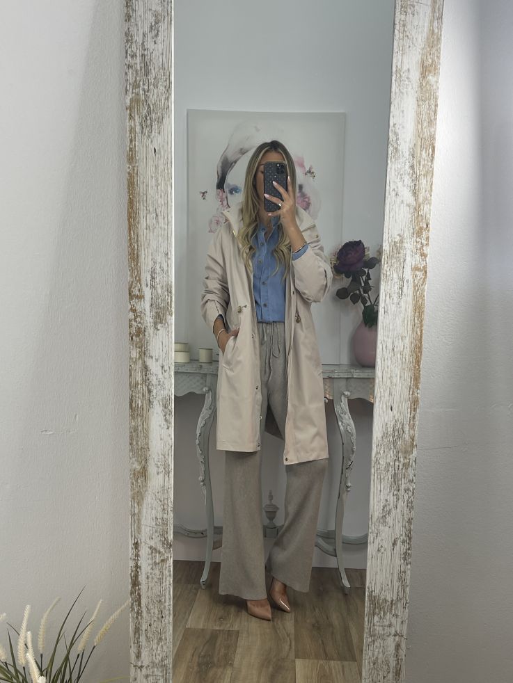 Chaqueta tipo parka liso beige