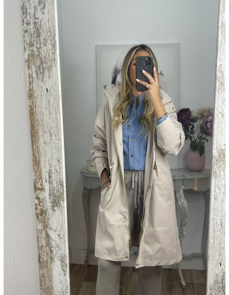 Chaqueta tipo parka liso beige