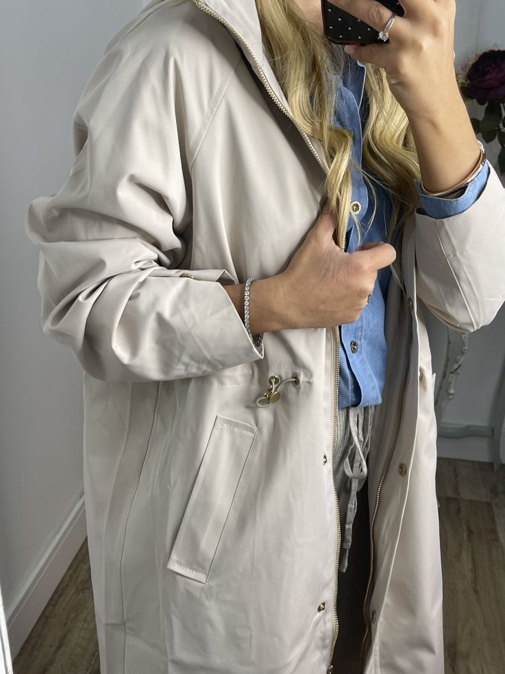 Chaqueta tipo parka liso beige