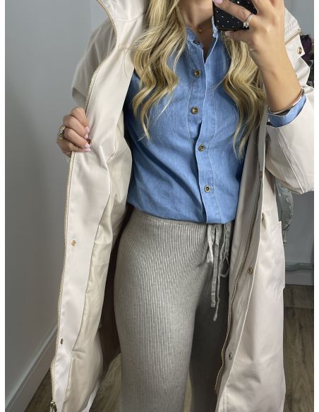 Chaqueta tipo parka liso beige