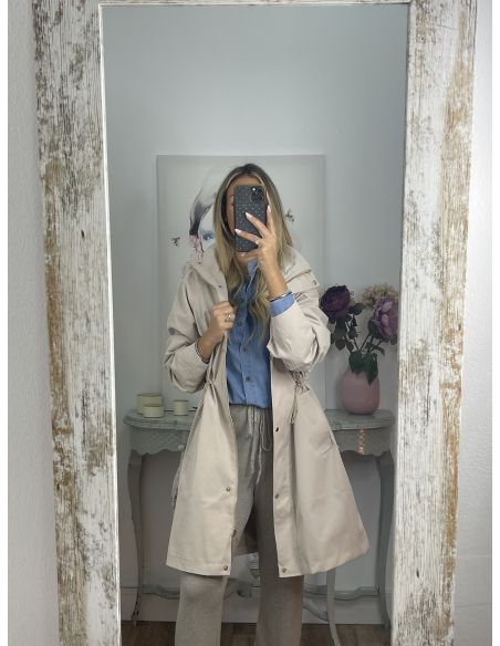 Chaqueta tipo parka liso beige