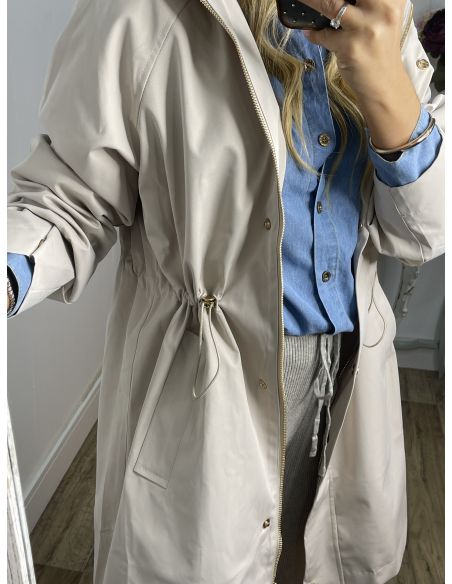 Chaqueta tipo parka liso beige