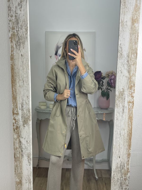 Chaqueta tipo parka liso verde