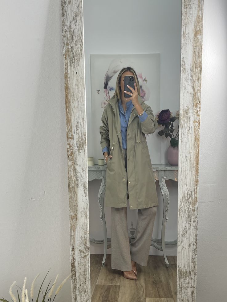 Chaqueta tipo parka liso verde