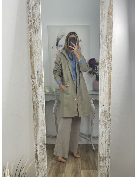 Chaqueta tipo parka liso verde