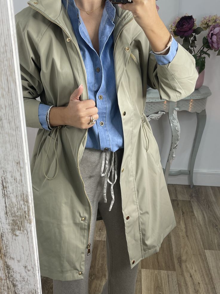 Chaqueta tipo parka liso verde