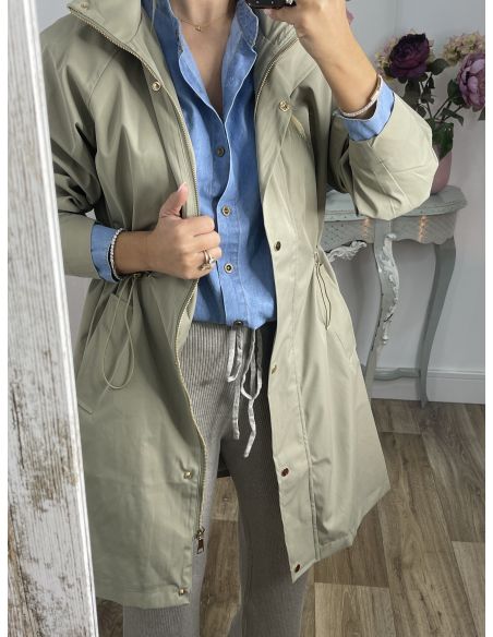 Chaqueta tipo parka liso verde