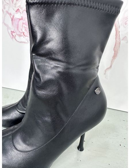 Botín de calcetín negro cremallera