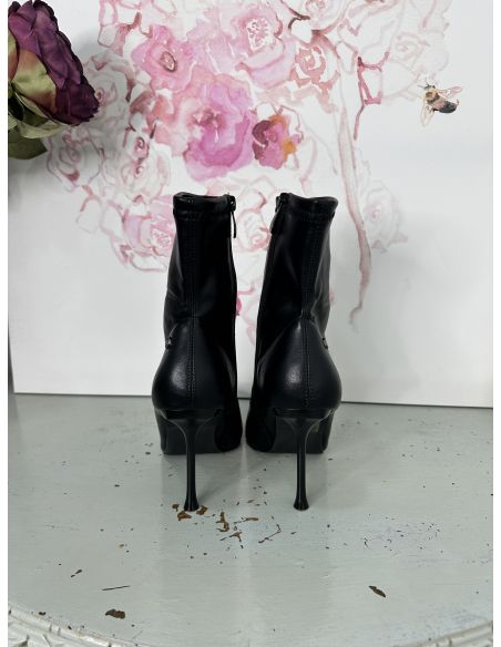 Botín de calcetín negro cremallera