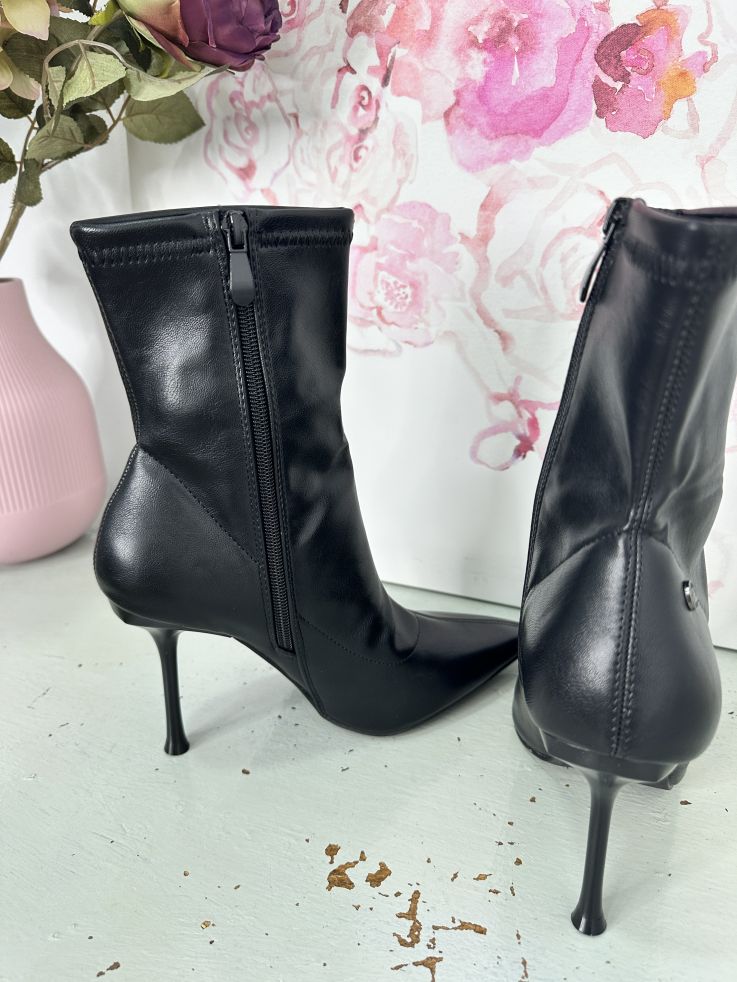 Botín de calcetín negro cremallera