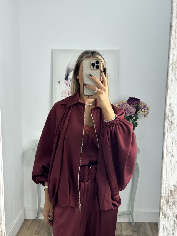 Bomber burdeos manga murciélago