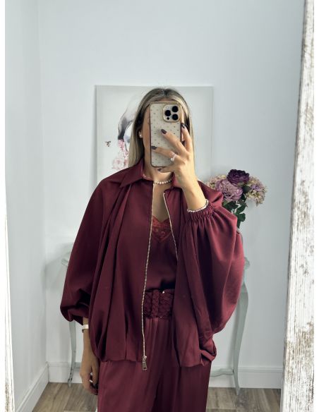 Bomber burdeos manga murciélago