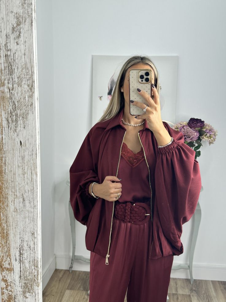 Bomber burdeos manga murciélago