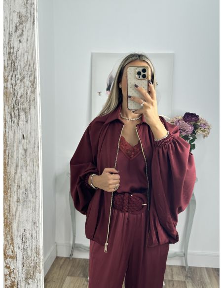 Bomber burdeos manga murciélago