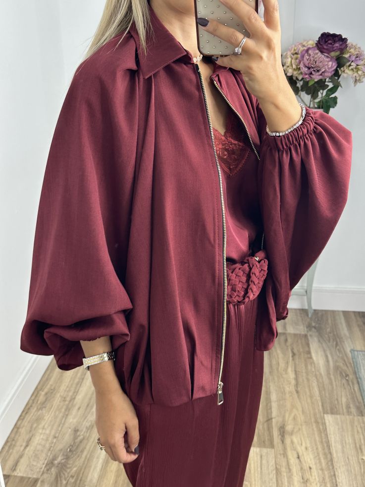 Bomber burdeos manga murciélago